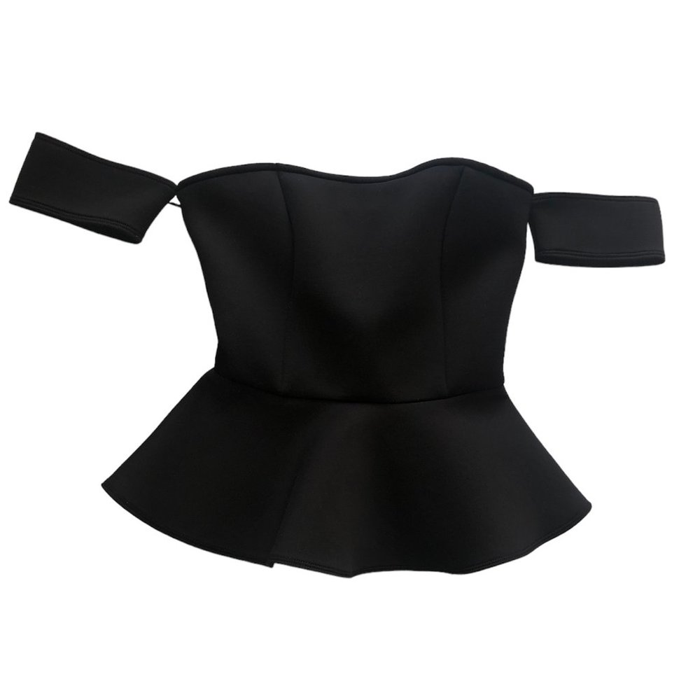 Guess Black Scuba Off-Shoulder Peplum Top Size XS